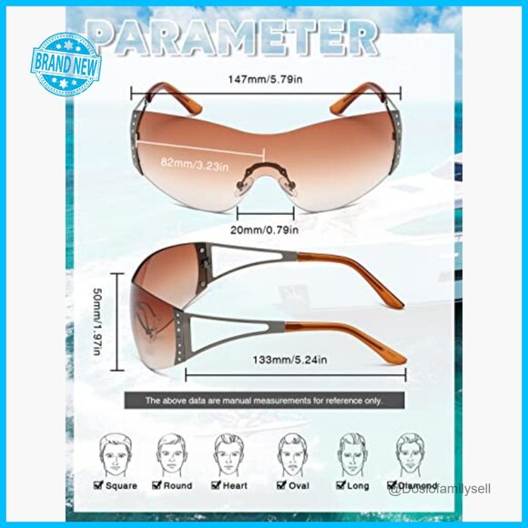 Y2K Sunglasses Wrap Around Gradient Lens Oversize Fashion Shield Rimless